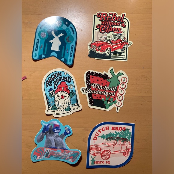 Lot of 6 Rare Hard to find Arizona Dutch Bros Christmas, Halloween stickers - Picture 1 of 4